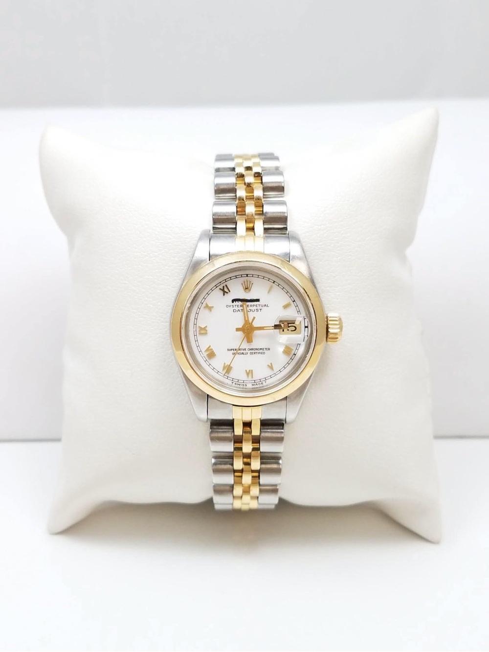 Two-Tone Gold & Silver Ladies Wristwatch - Luxury Date Display
